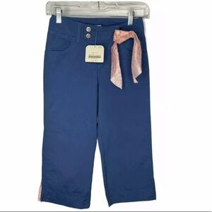 New CRB Girls Pants Size 8 Blue Floral Tie Spring